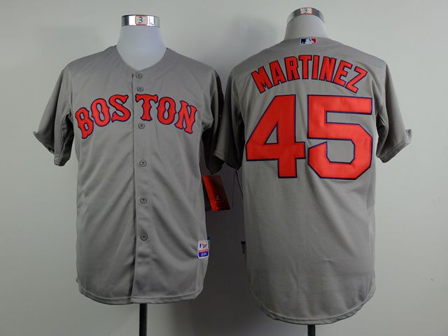 Men Boston Red Sox 45 Martinez Grey MLB Jerseys